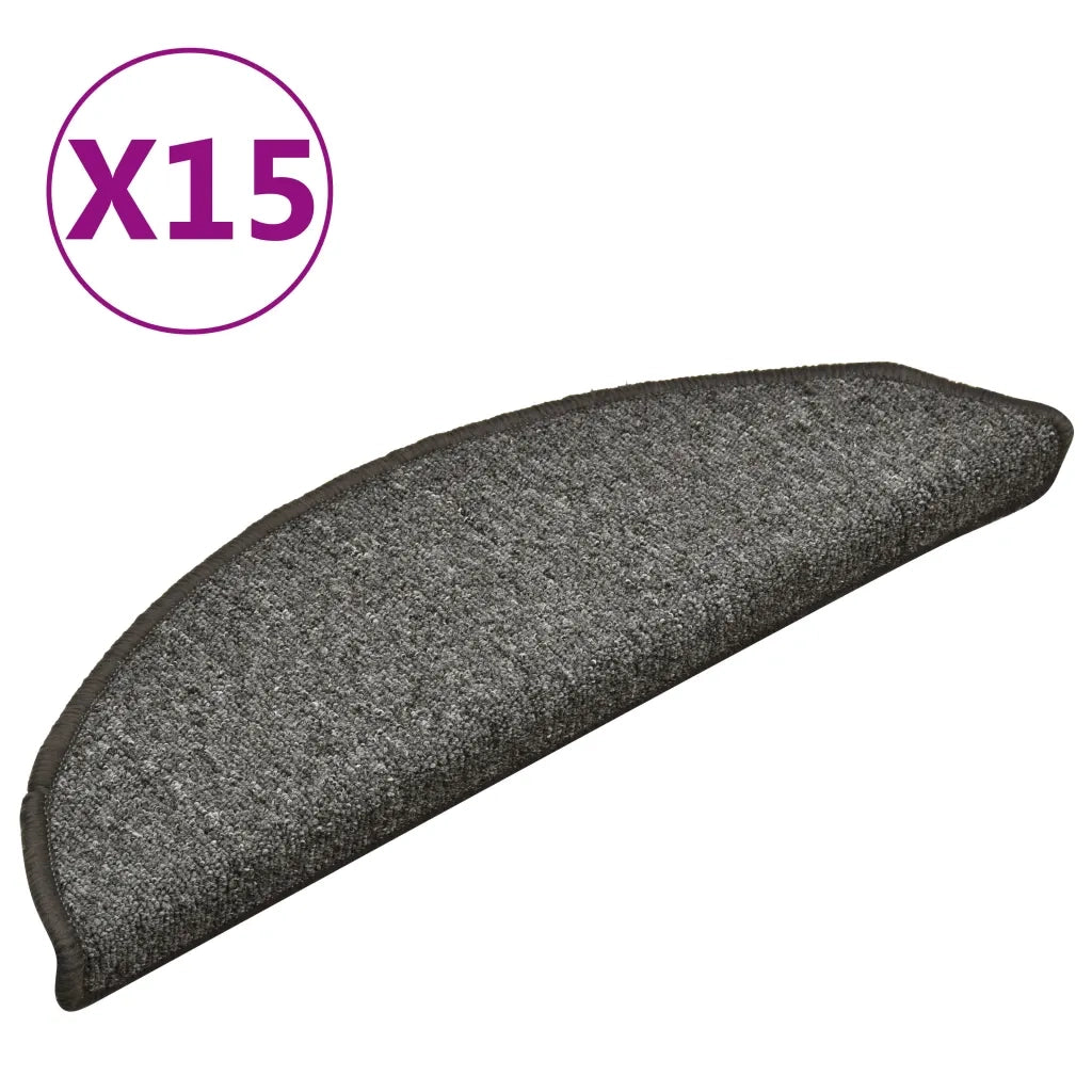 Tappetini per scale 15 pz 56x17x3 cm Grigio scuro Semicircolari 322368