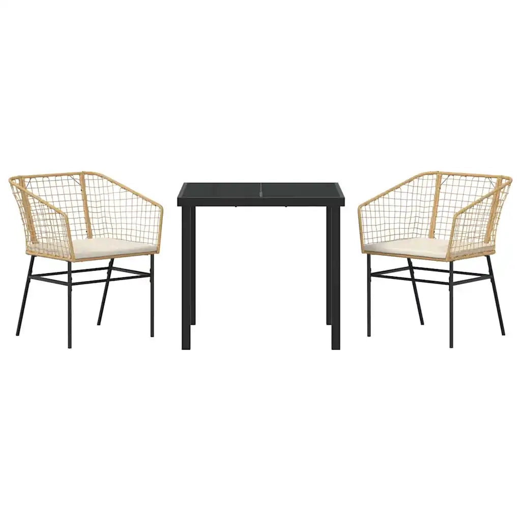 Set da Pranzo per Giardino 3 pcs Marrone polyrattan 3380911