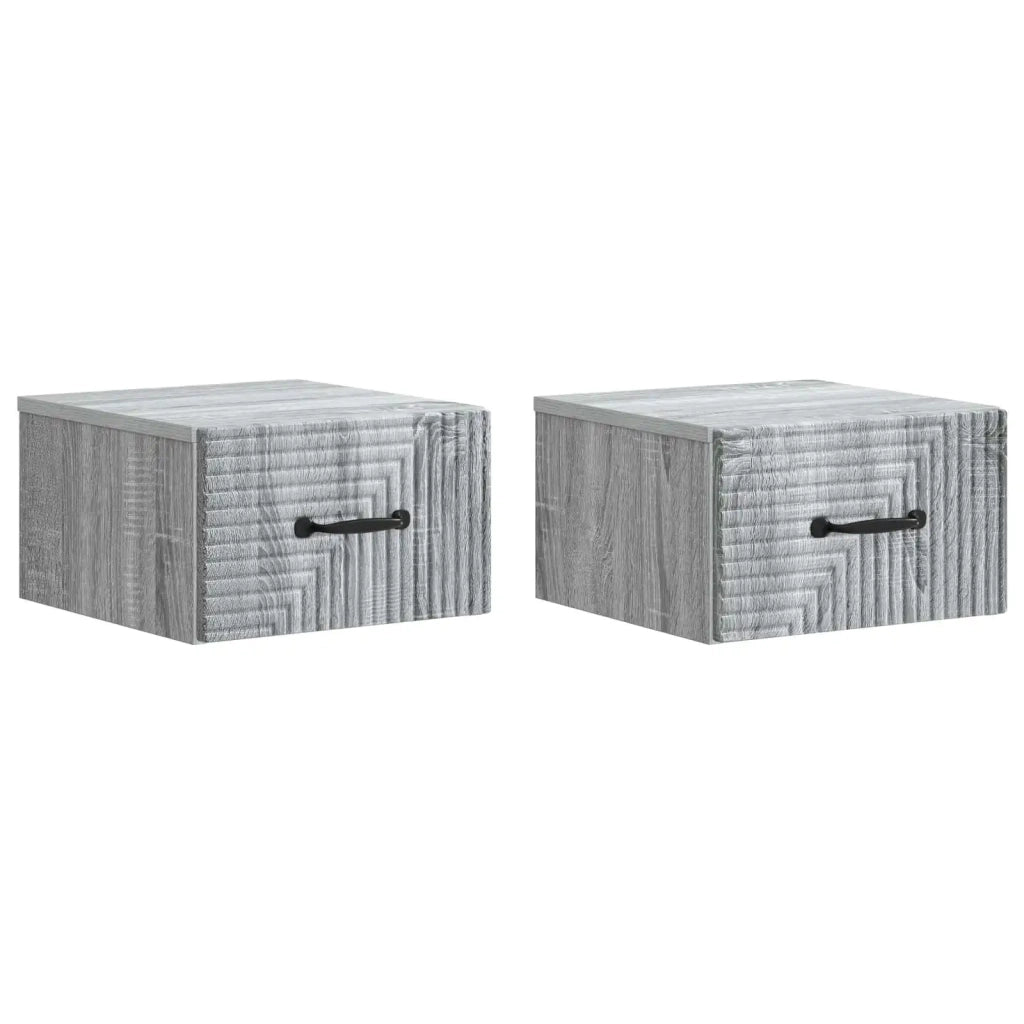 Mobiletto da notte a muro 2 pcs Grigio Sonoma 34,5 x 33 x 20 cm