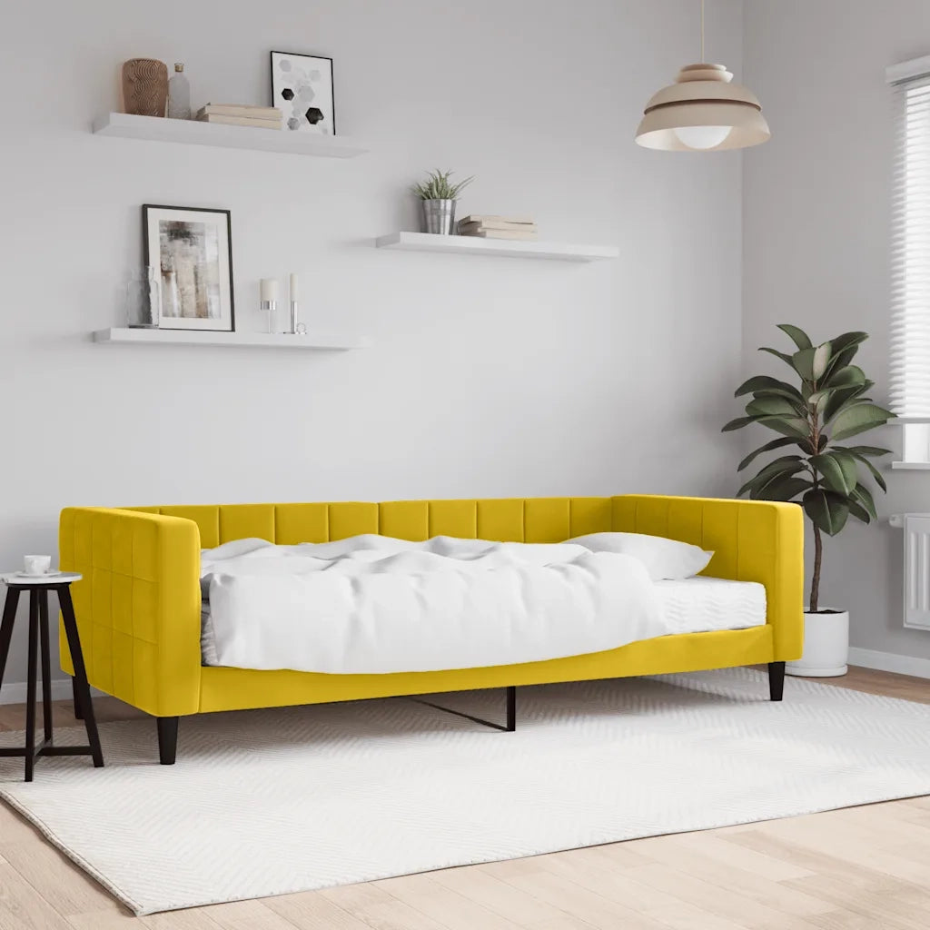 Divano Letto con Materasso-Sofa Letto-Daybed Giallo 90x200 cm in Velluto 338656