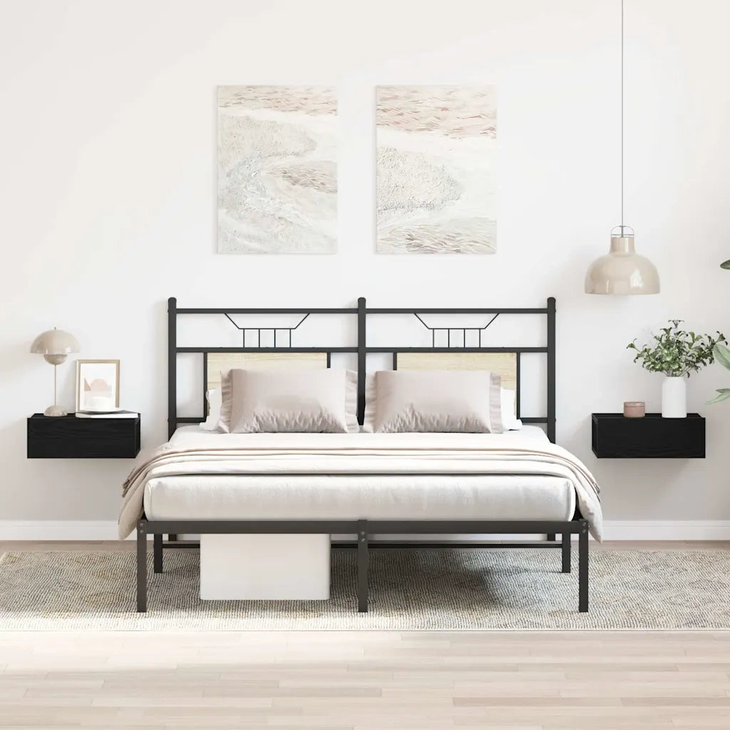 Comodini sospesi 2 pz Rovere Nero 40x32x15 cm Legno ingegnerizzato 862417