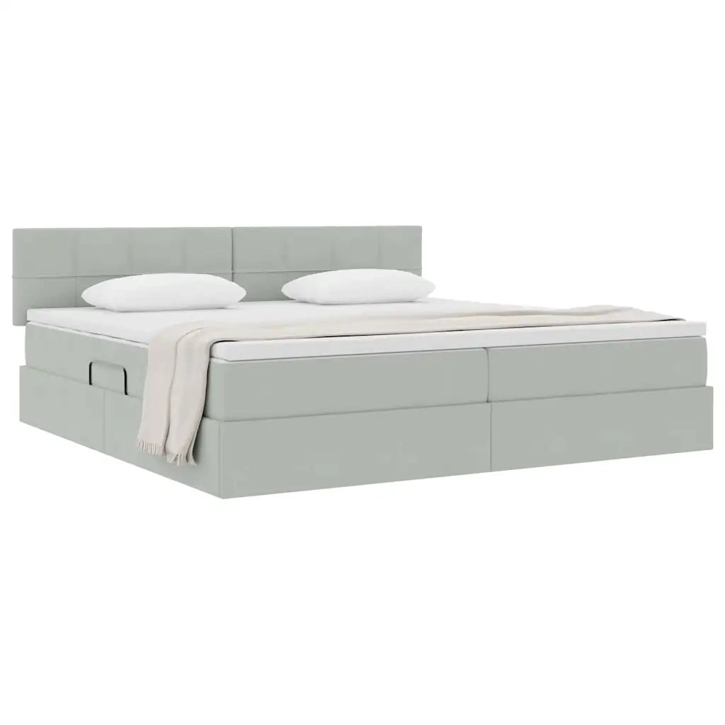 Letto con Contenitore Grigio chiaro 200 x 200 cm Velluto 3370779