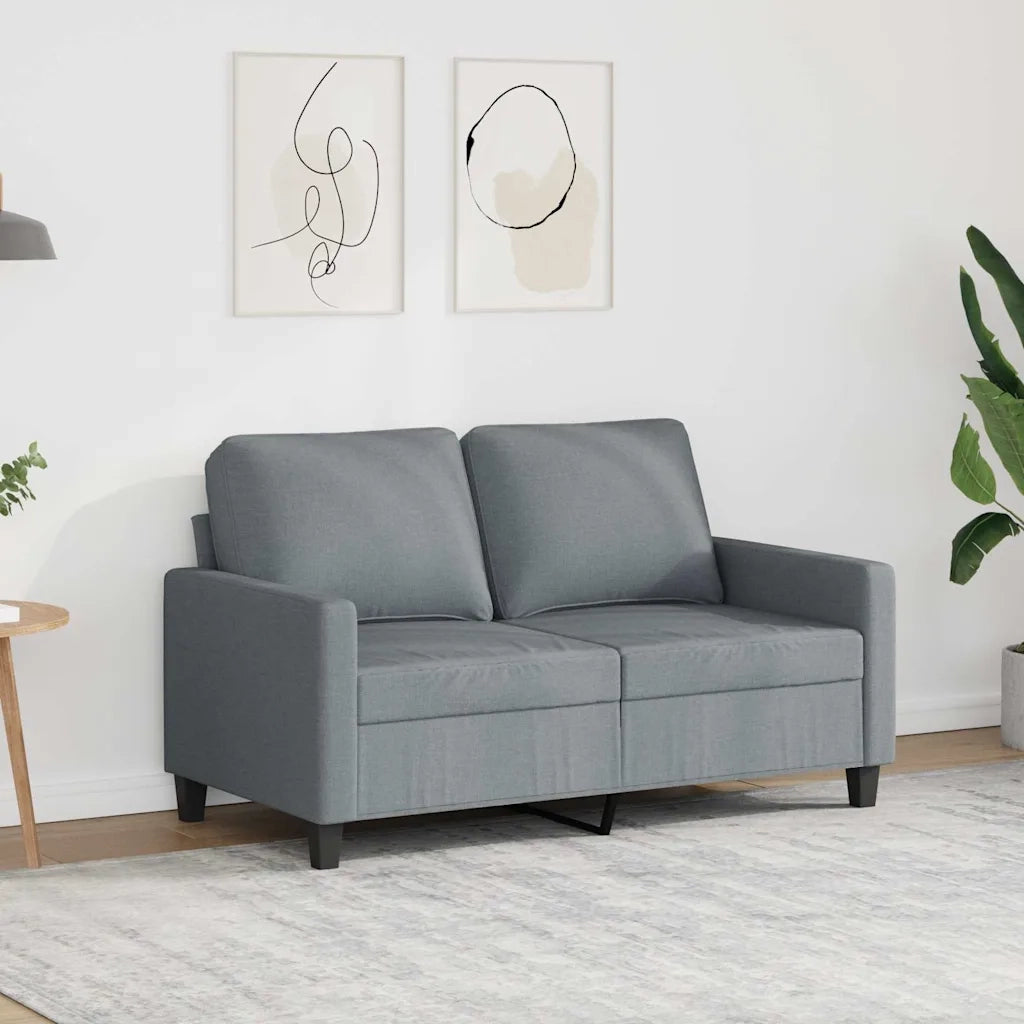 Divano a 2 Posti Grigio Chiaro 120 cm in Tessuto