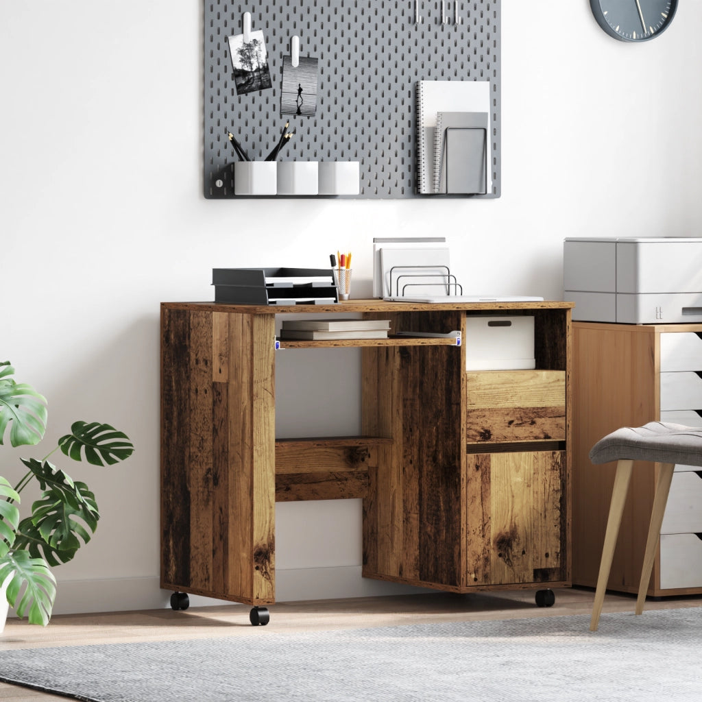 Scrivania Marrone Legno Vecchio Truciolare, Metallo Standard