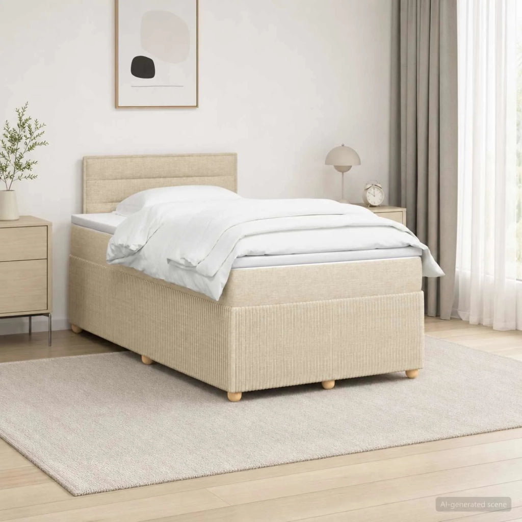 Letto box spring con materasso Crema 120 x 190 cm Tessuto 3452881