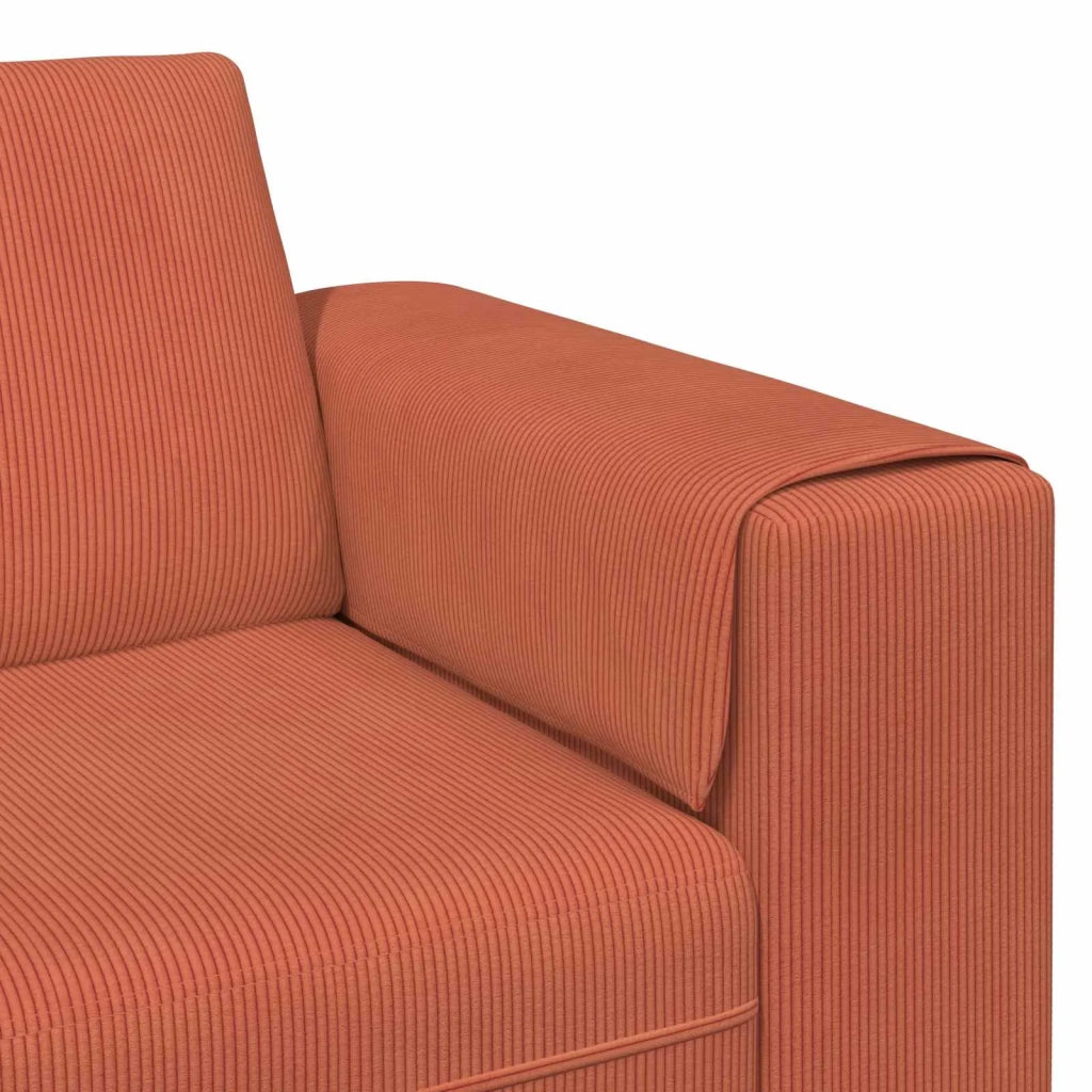 Divano Rosso Arancio 250 x 188 x 76 cm Tessuto in Cords 3335138