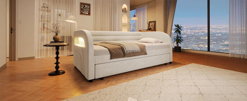 letto a piattaforma in flanella beige 100 x 211 cm