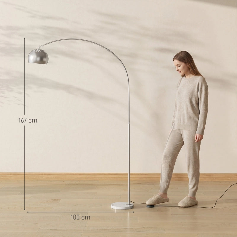 LAMPADA DA TERRA ad arco 167 cm argento con base in marmo