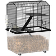 Gabbia per Criceti 3 Piani con Ruote ¨C zephmum ¨C 57x43x74 cm Nero