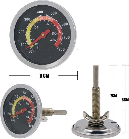 Termometro per barbecue in acciaio inossidabile - misuratore di temperatura per barbecue - Modello: Omnia THERMOZEL - alta qualità