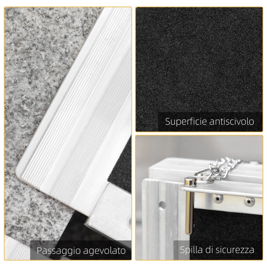 Rampa Pieghevole per Sedia a Rotelle ¨C zephmum ¨C 122x73.5 cm, Nero, Alluminio, Antiscivolo