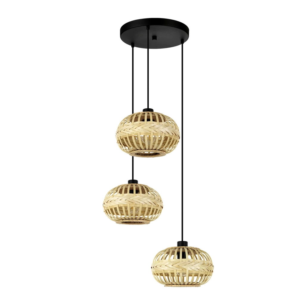 Lampadario A Sospensione Vintage Amsfield 1 Acciaio Nero 3 Luci E27
