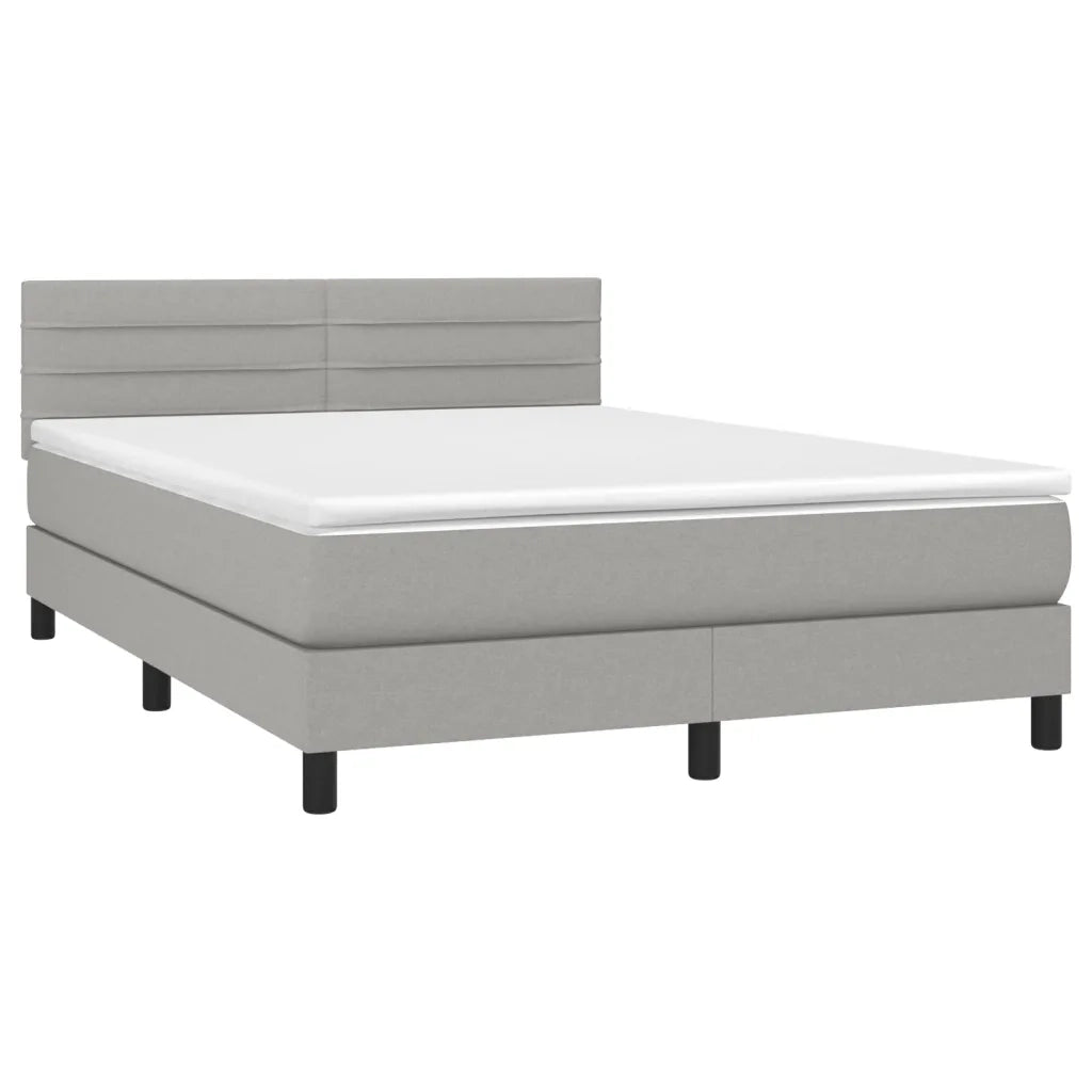 Letto a Molle Materasso e LED Grigio Chiaro 140x190 cm Tessuto 3133229
