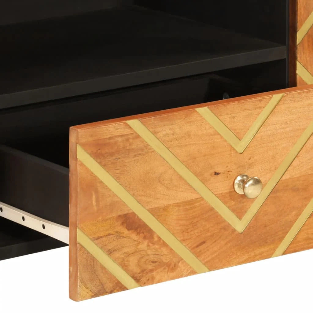 Mobile TV multimediale scaffale per televisione televisore buffet sala da pranzo soggiorno camera da letto e 105 x 33,5 x 46 cm in legno massello legno di mango marrone 02_0027593