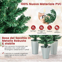 Set di 3 Alberi di Natale Artificiali da 90 CM + 120 CM + 150 CM, Alberi di Natale Slim con 120 + 140 + 160 Punte di Ramo e Basi in Metallo Riempite di Cemento, Decorazione Natalizia Interna