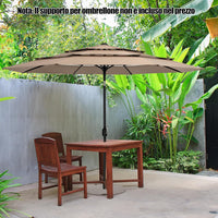 Ombrellone da Giardino 293 cm a 3 Livelli, Ombrellone da Esterno con Doppia Ventilazione, Inclinazione Regolabile, con Manovella 8 Stecche, Ombrellone da Spiaggia Giardino Piscina (Caffè)