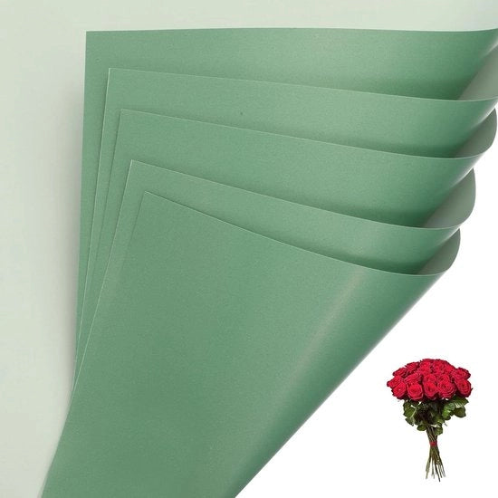 Papier di fiori impermeabile a doppia faccia, 20 fogli per confezioni di fiori, matrimonio e artigianato - verde scuro per San Valentino e la Domenica delle Palme