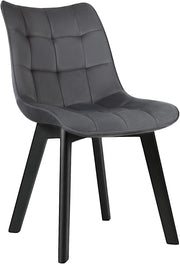 Sedia Moderna da Sala Pranzo Poltroncina da Cucina Poltrona in Velluto Senza Braccioli Gambe in Legno Grigio Scuro 0654BY-1