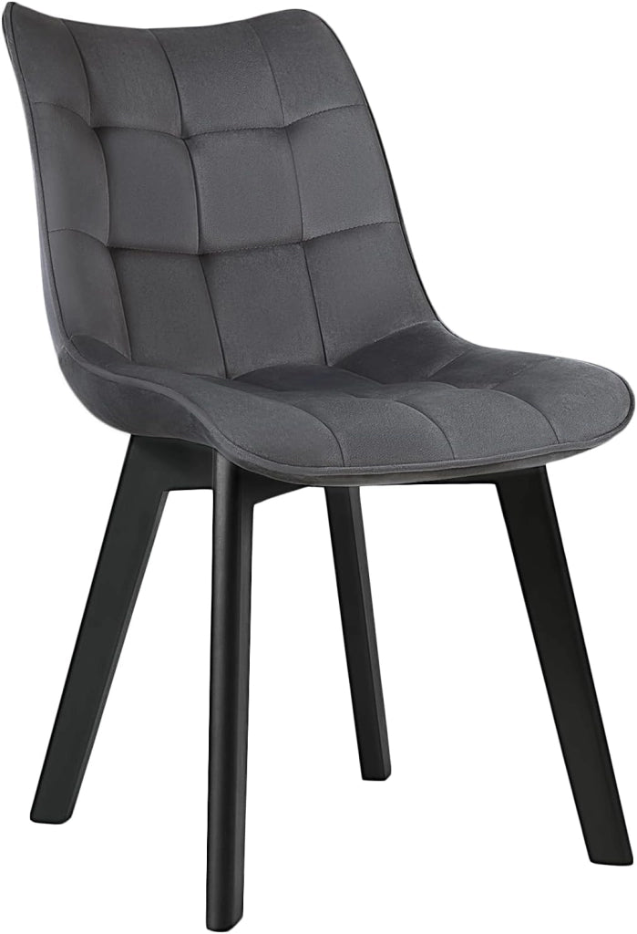 Sedia Moderna da Sala Pranzo Poltroncina da Cucina Poltrona in Velluto Senza Braccioli Gambe in Legno Grigio Scuro 0654BY-1