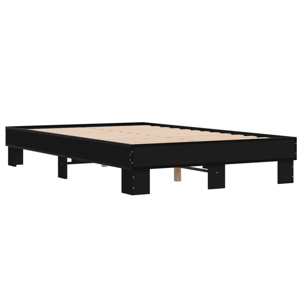 Giroletto Nero 140x200 cm in Legno Multistrato e Metallo