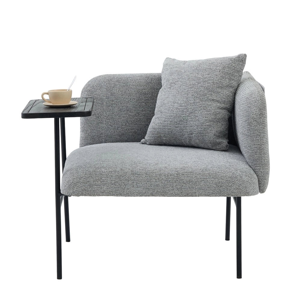 Poltrona con Poggiapiedi e Tavolino ¨C MINIMAL ¨C Tessuto, Grigio