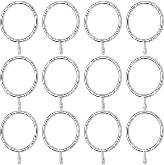 Impianto di corda per tende 50 pezzi - Anelli metallici - Diametro interno 38 mm - Adatto per corda per tende 30-35 mm - Duraturo - Argento - Attacchi per tende