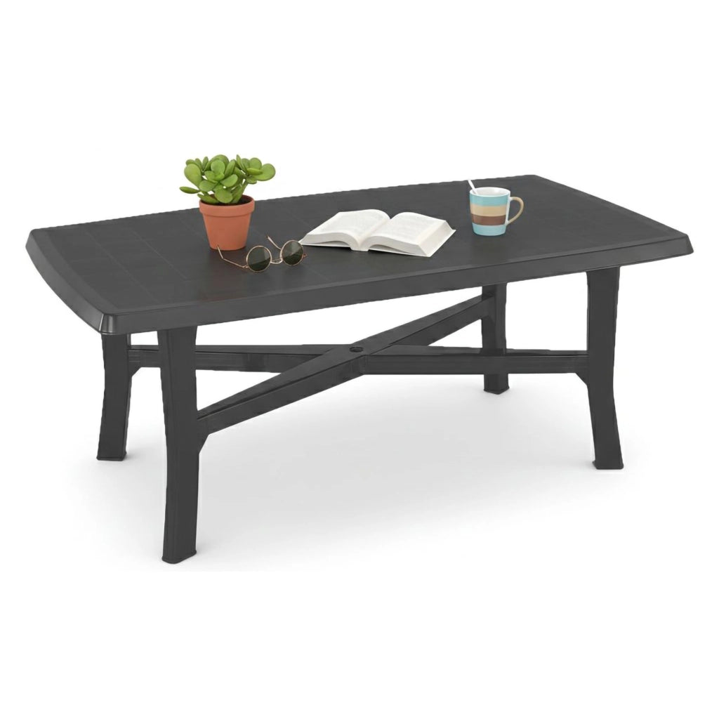 Rasura, Tavolo da Esterno 6 Posti Made in Italy, 180x100x72h cm Nero Antracite