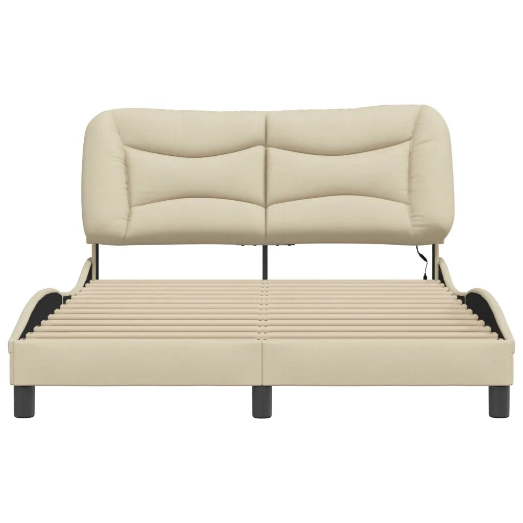 Giroletto con LED senza Materasso-Struttura Letto Hvar Crema 120x200 cm Tessuto