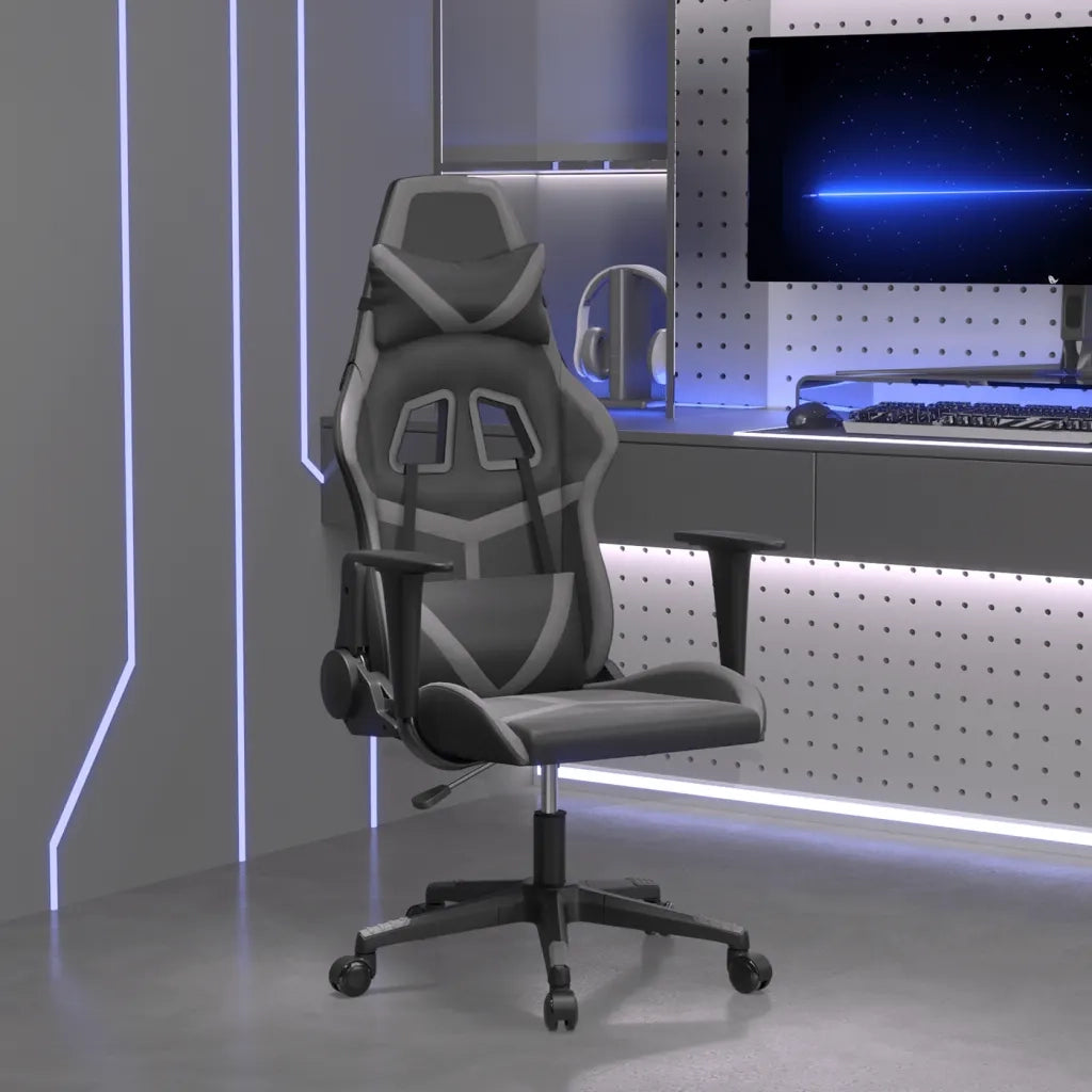 Sedia da Gaming Massaggiante Nero e Grigio in Similpelle 345427