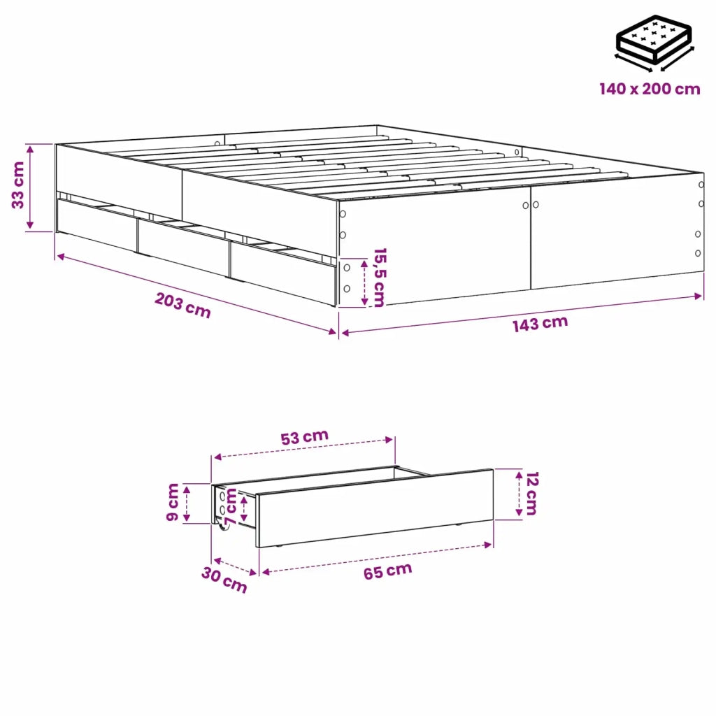 Telaio del letto con storage Rovere Artigianale 140 x 190 cm 3445766