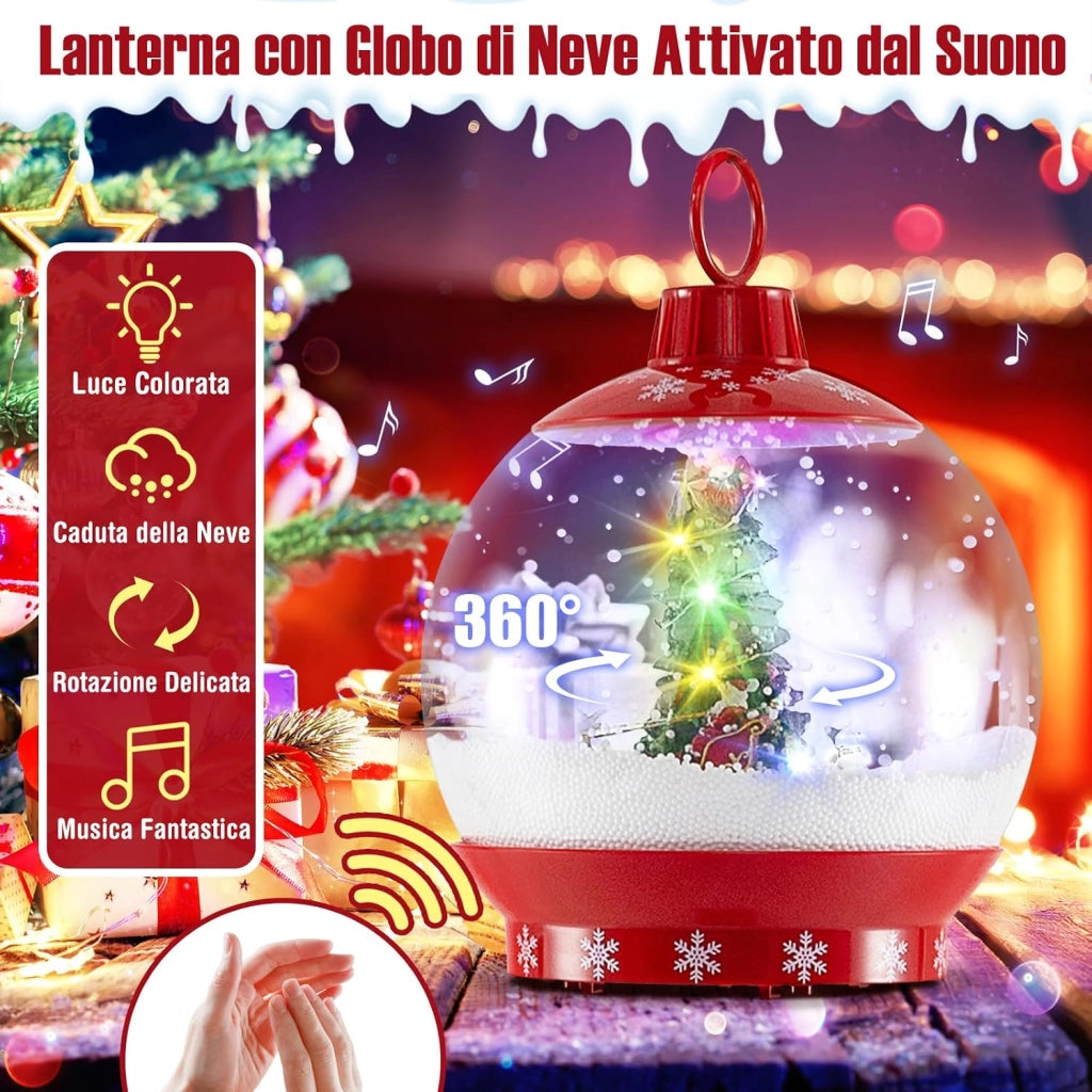 150 CM Lampione Natalizio Musicale, Lampada Festiva con Lanterna a Globo di Neve Attivata dal Suono, Albero di Natale, Babbo Natale, Soldato e Scatole Regalo (Modello 1)