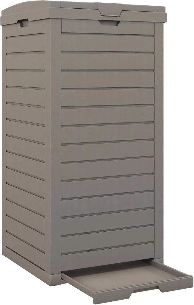 Bidone Spazzatura 118L con Coperchio e Maniglia, Contenitore Rifiuti Giardino con Vaschetta Raccolta Estraibile, Impermeabile per Terrazze