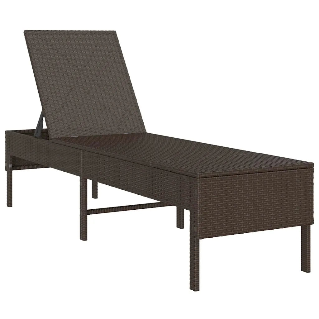 Lettino Prendisole con Cuscino Marrone 55x200x44 cm Polyrattan 4104101