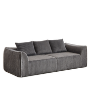 Divano modulare con linee curve e seduta ampia - in tessuto a coste - grigio