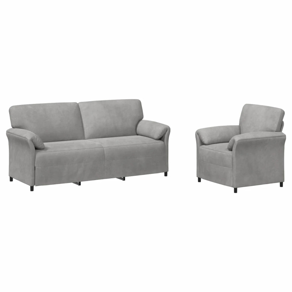 Set di divani 2 pz Grigio Chiaro Velluto 3424913
