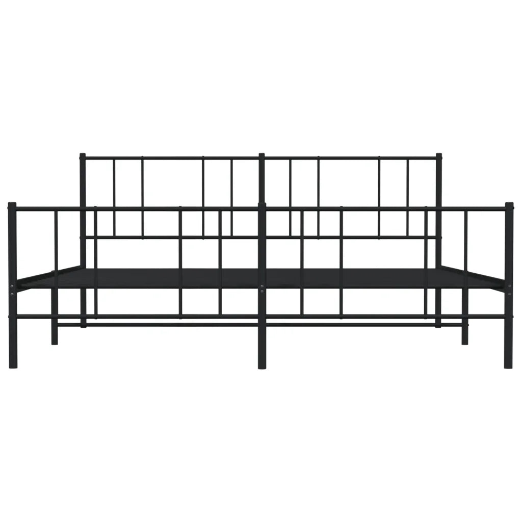Giroletto con Testiera e Pediera-Struttura Letto Metallo Nero 200x200 cm 997936