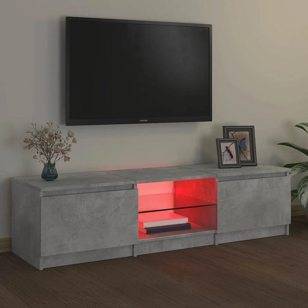 Mobile Porta TV con Luci LED-Mobile per TV-Credenza TV Grigio Cemento 140x40x36 cm