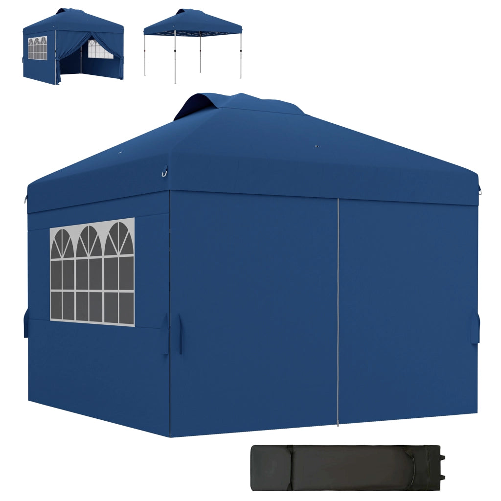 Gazebo pieghevole per giardino ¨C ZephMum ¨C Grigio 3x3 m con finestre e ruote