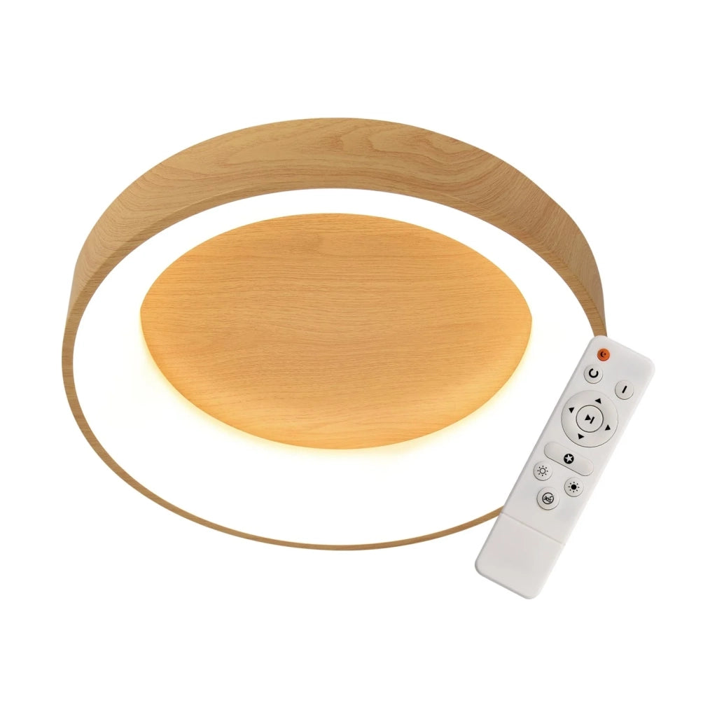 LÚZETE - PLAFONIERA LED 46 W REGOLABILE CON TELECOMANDO EFFETTO LEGNO HARALD