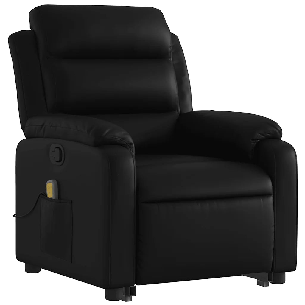 Poltrona | Sedia Relax Alzapersona Reclinabile Massaggio Nero Similpelle