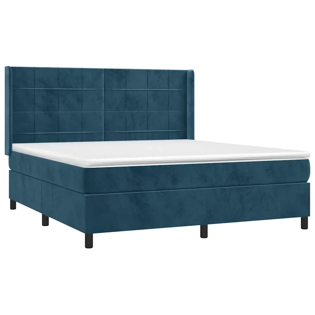 Giroletto a Molle con Materasso Blu Scuro 160x200 cm in Velluto 3132691