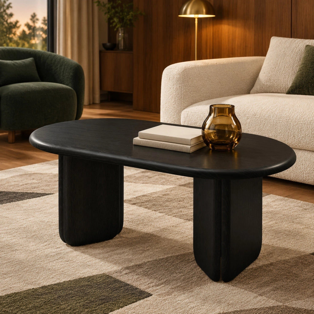 TAVOLO da Caffè Ovale 99x50x40 cm MDF Nero
