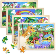 Puzzle a 4 in 1 - Giocattolo Educativo - Puzzle in Legno - 60 Pezzi