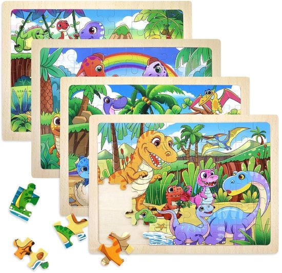 Puzzle a 4 in 1 - Giocattolo Educativo - Puzzle in Legno - 60 Pezzi