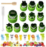 Set di 12 stampi per biscotti e verdure con maniglia comoda, stampo biscotto per bambini, stampo per biscotti in acciaio inox per torte, biscotti e sandwich (10 punteruole, pennello, bastoncino)