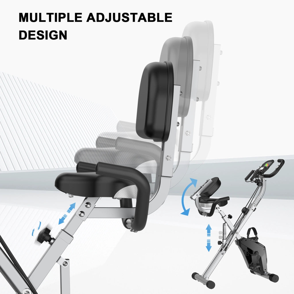 Cyclette Magnetica Pieghevole - RATTANTREE - con Display LCD e Sensore di Frequenza Cardiaca Cyclette - Argent