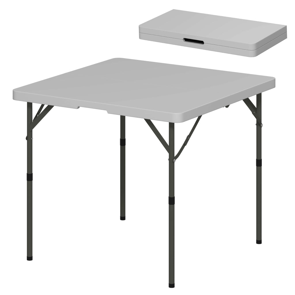 Tavolo da campeggio pieghevole ¨C zephmum ¨C grigio scuro, HDPE e metallo, 86x86x74 cm