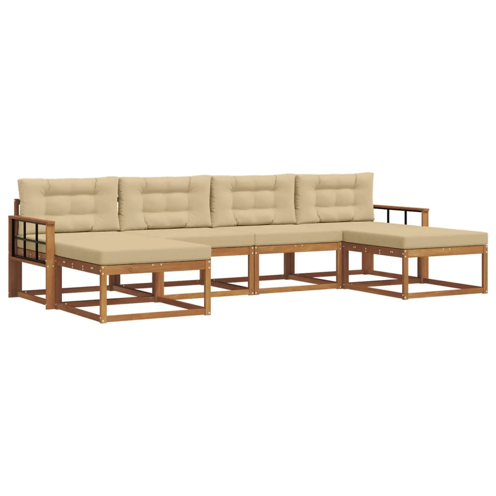 Set di divani da esterno con cuscino 6 pcs Naturale e Beige 3367976