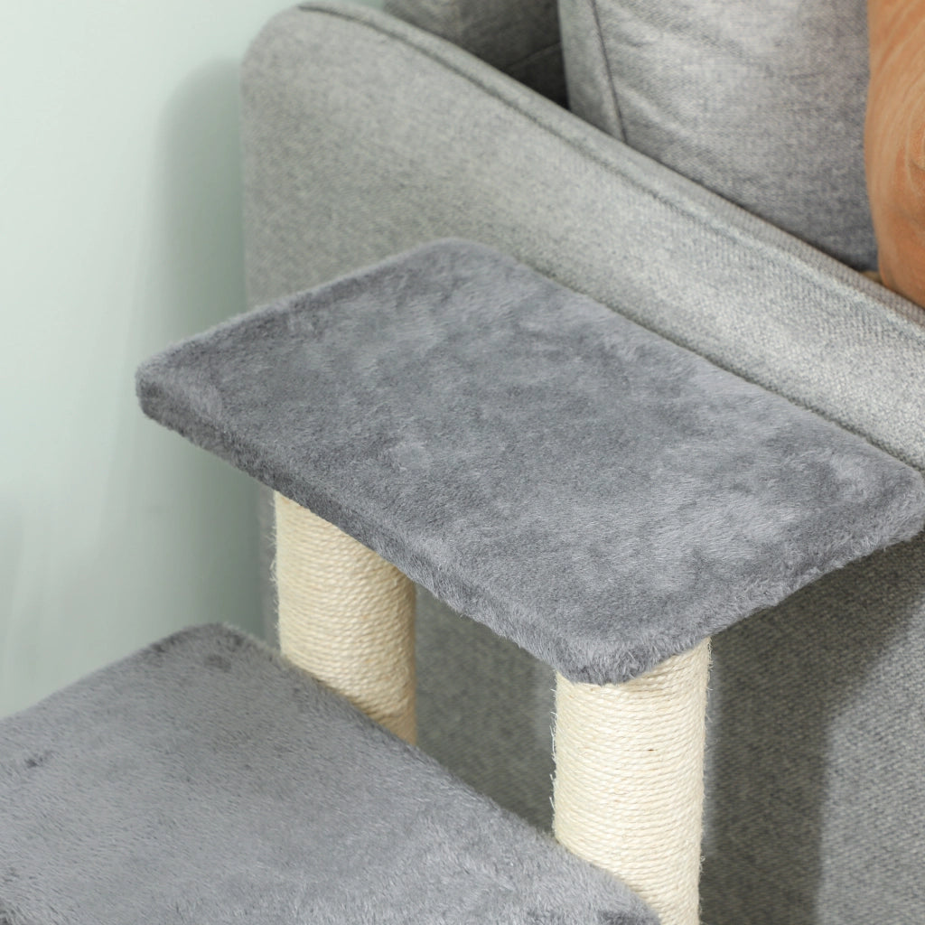 Scala per Gatto Cane 3/4 Gradini Regolabile ¨C Zephmum ¨C Grigio 70x32x68 cm