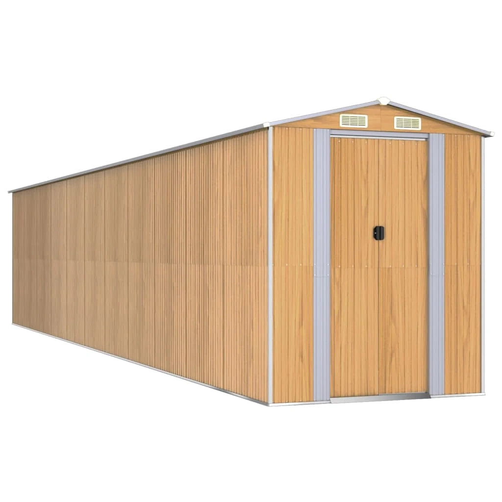 Casetta da giardino cabina ripostiglio capanno da esterno capanno per attrezzi robusta colore chiaro 192 x 938 x 223 cm acciaio zincato marrone 02_0022311